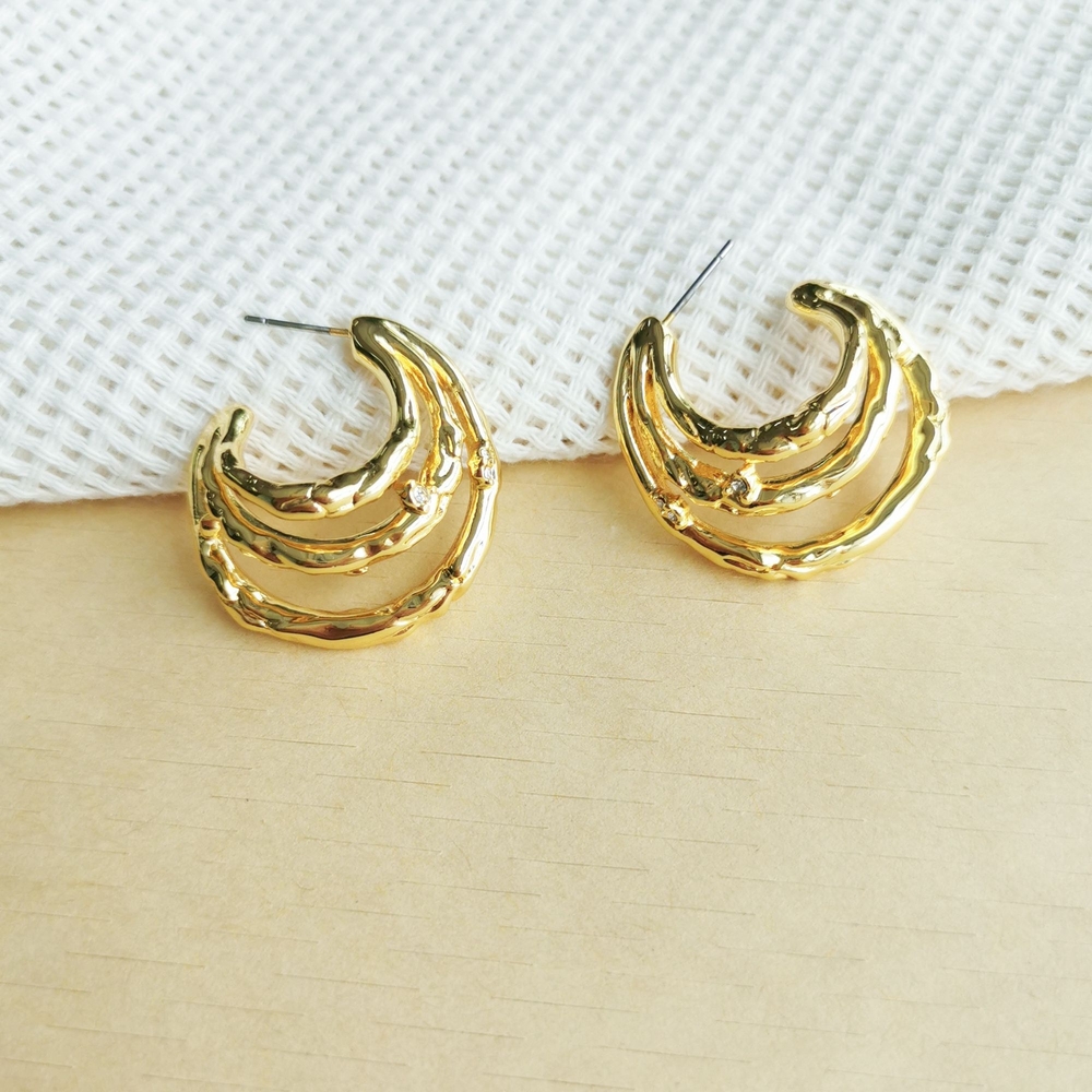 ✨Alexis Bittar✨ Brut Gold Thorn Orbit Hoop Earrings Crystal